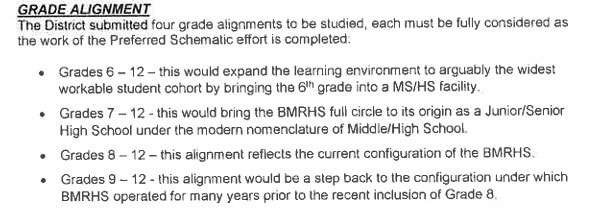 BMRSD Building Project - Grade Alignment Options May 28