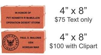 Blackstone Veterans Memorial Brick Program - 4x8 brick sample