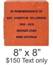 Blackstone Veterans Memorial Brick Program - 8x8 brick sample